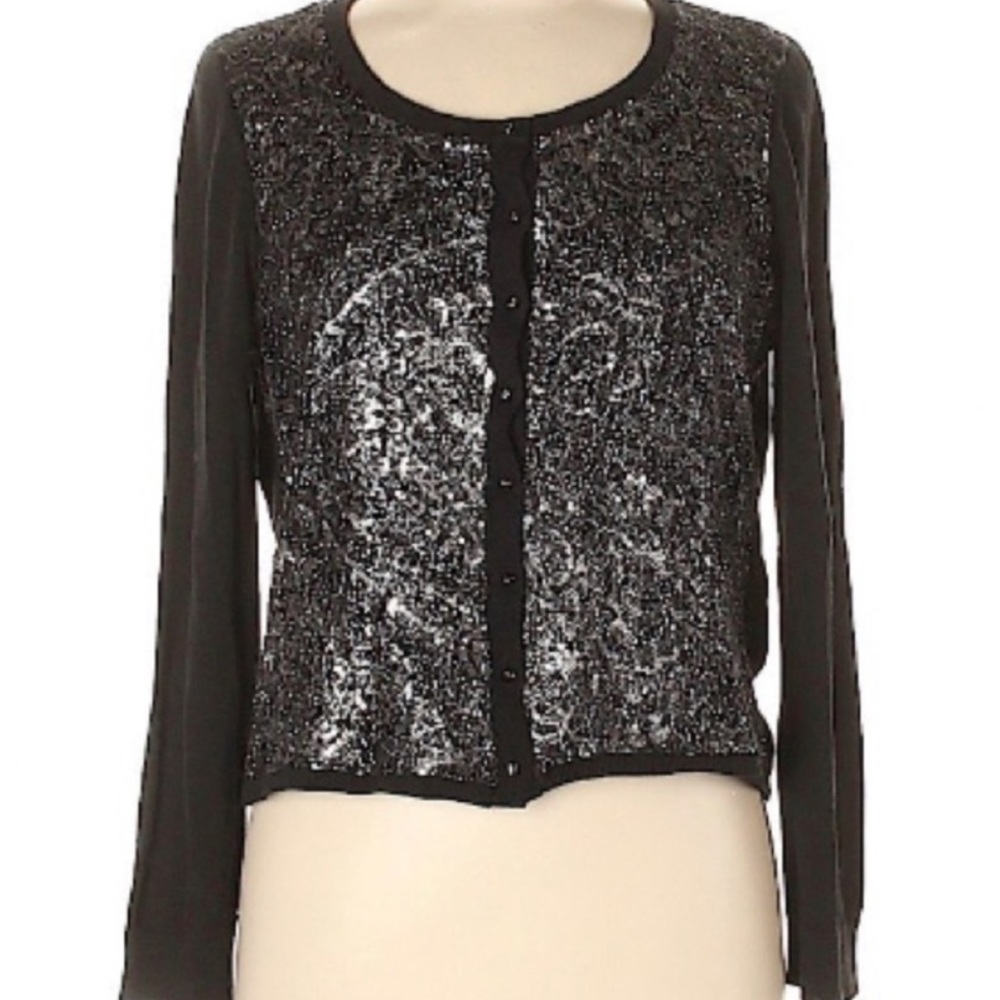 Anthropologie Black and Silver Cardigan